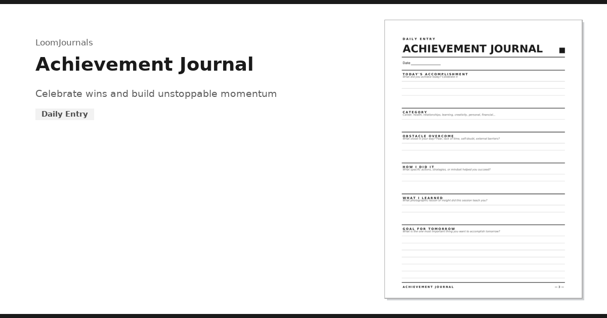 Free Printable “Achievement Journal” Template in PDF Format — LoomJournals