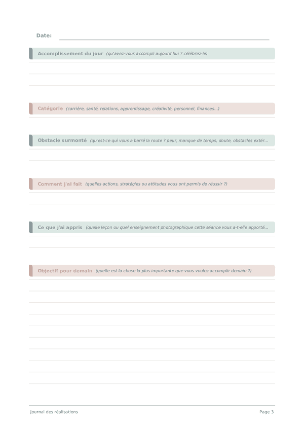 Journal des réalisations