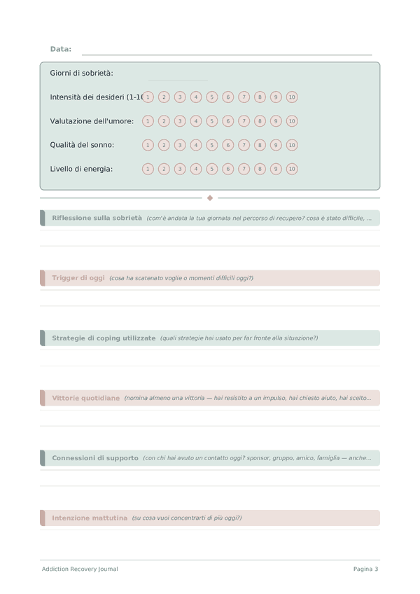 Addiction Recovery Journal — anteprima pagina