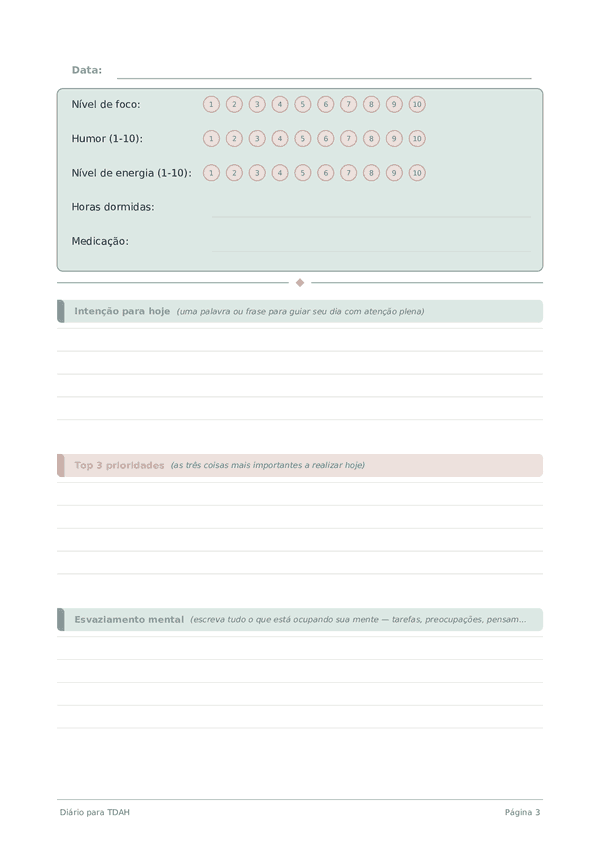 Diário para TDAH