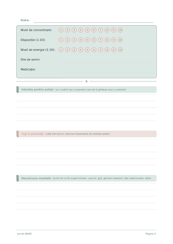Jurnal ADHD — previzualizare pagină