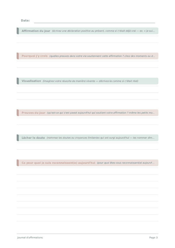 Journal d'affirmations