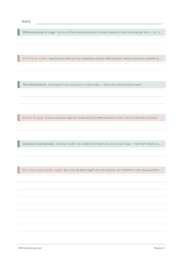 Affirmation Journal — anteprima pagina