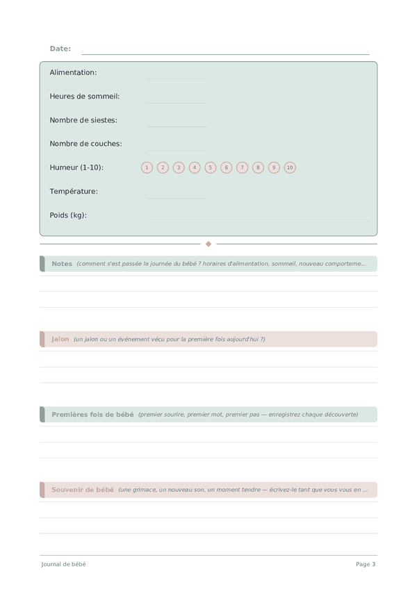 Journal de bébé