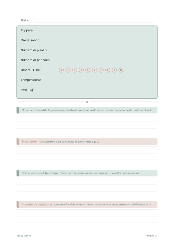 Baby Journal — anteprima pagina
