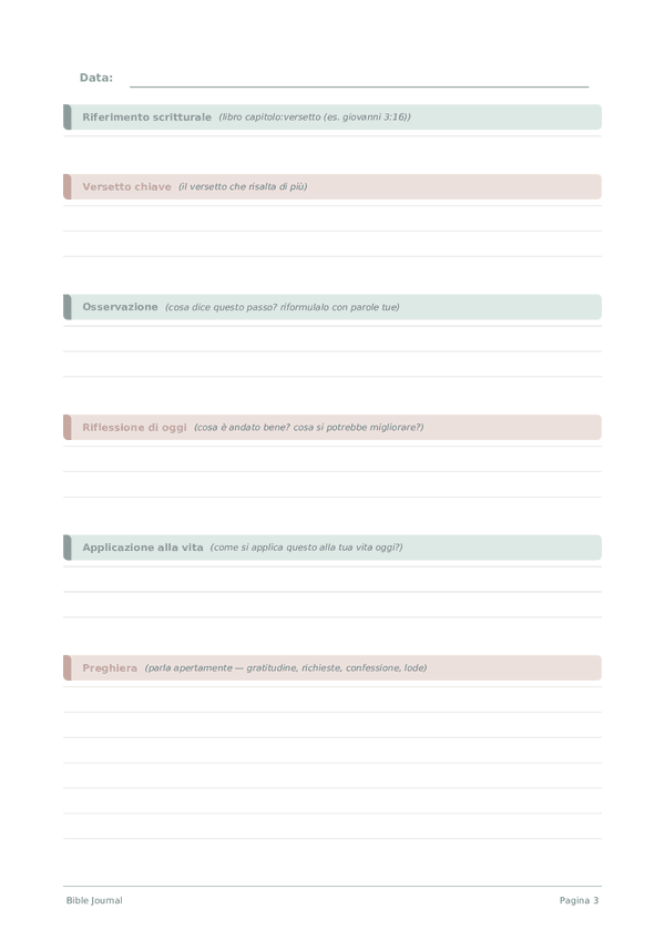 Bible Journal — anteprima pagina