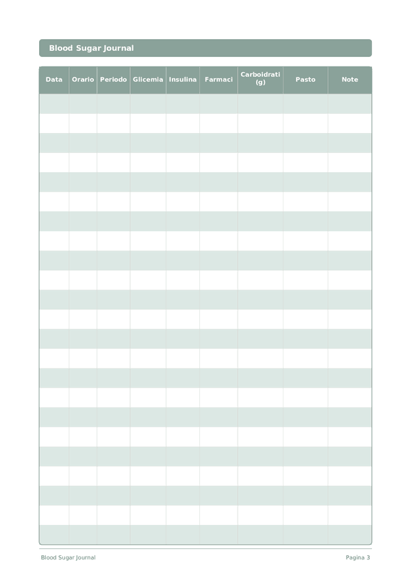 Blood Sugar Journal — anteprima pagina