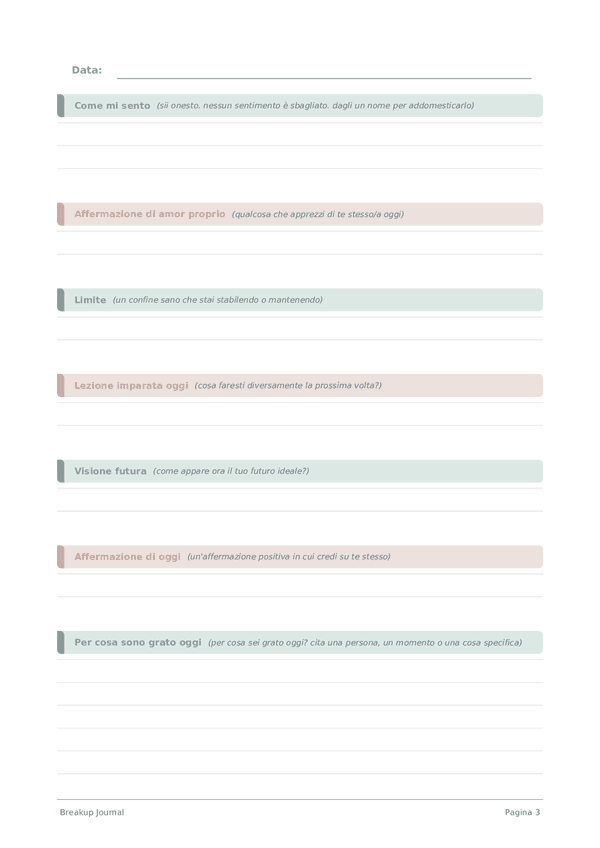 Breakup Journal — anteprima pagina