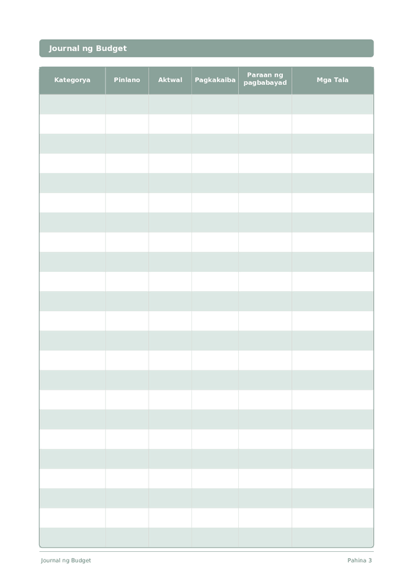 Journal ng Budget — preview ng pahina