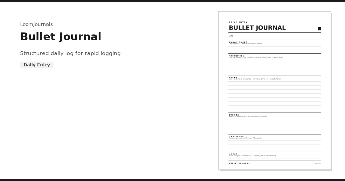 Free Printable “Bullet Journal” Template in PDF Format — LoomJournals