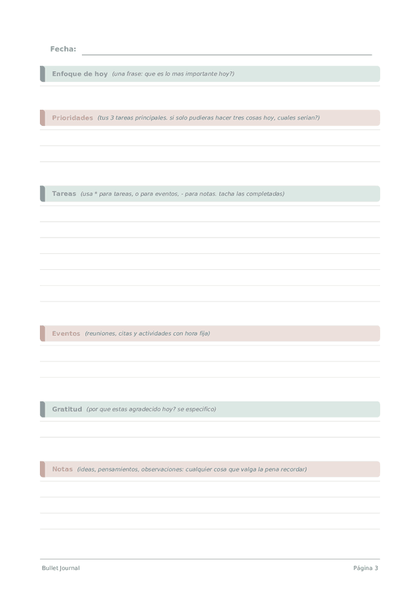 Bullet Journal — vista previa de página