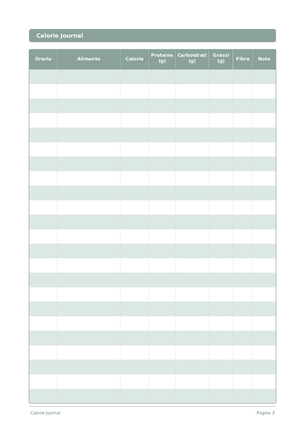 Calorie Journal — anteprima pagina