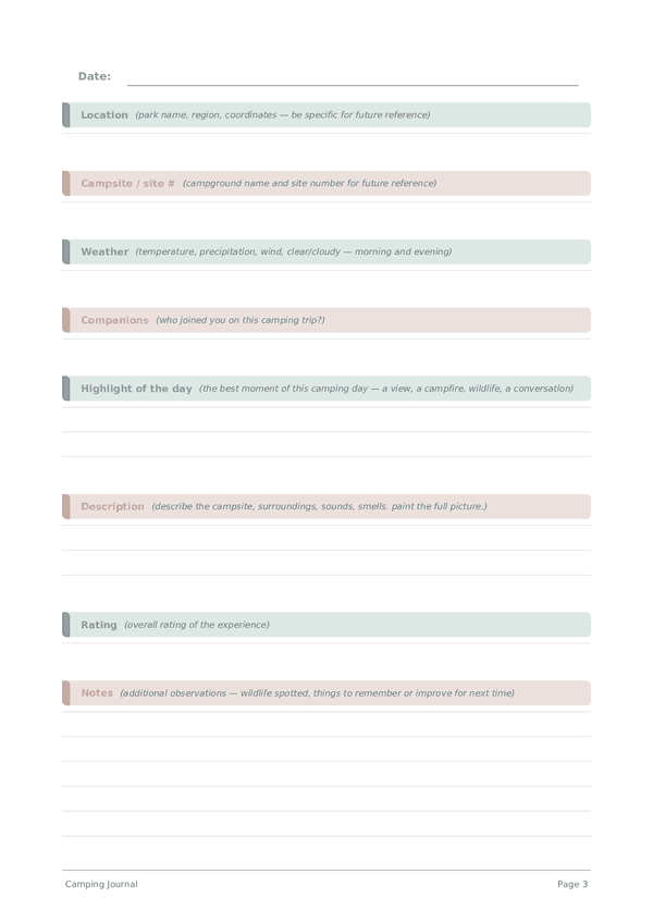 Camping Journal