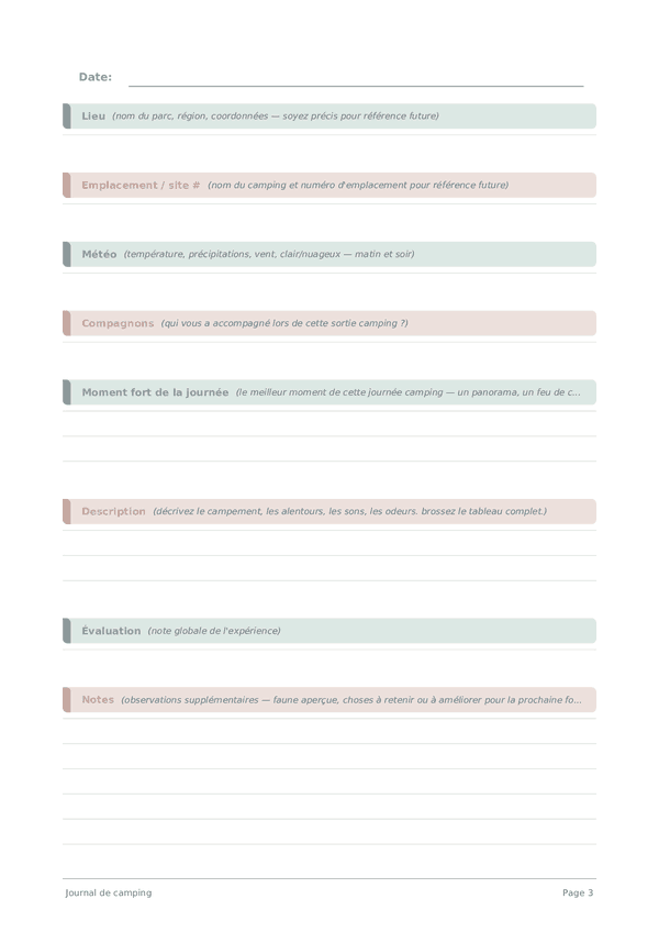 Journal de camping