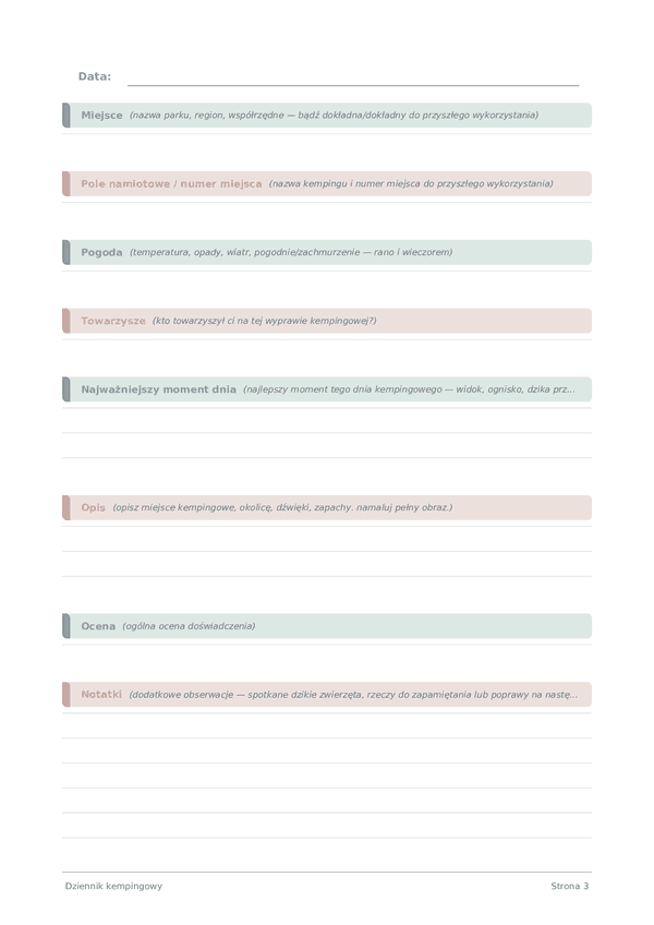 Dziennik kempingowy