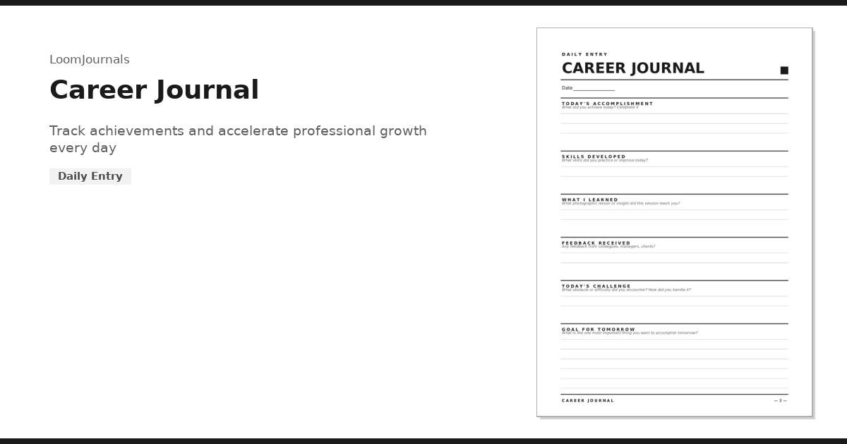 Free Printable “Career Journal” Template in PDF Format — LoomJournals