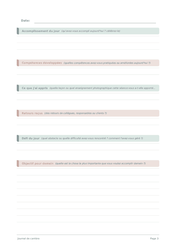 Journal de carrière