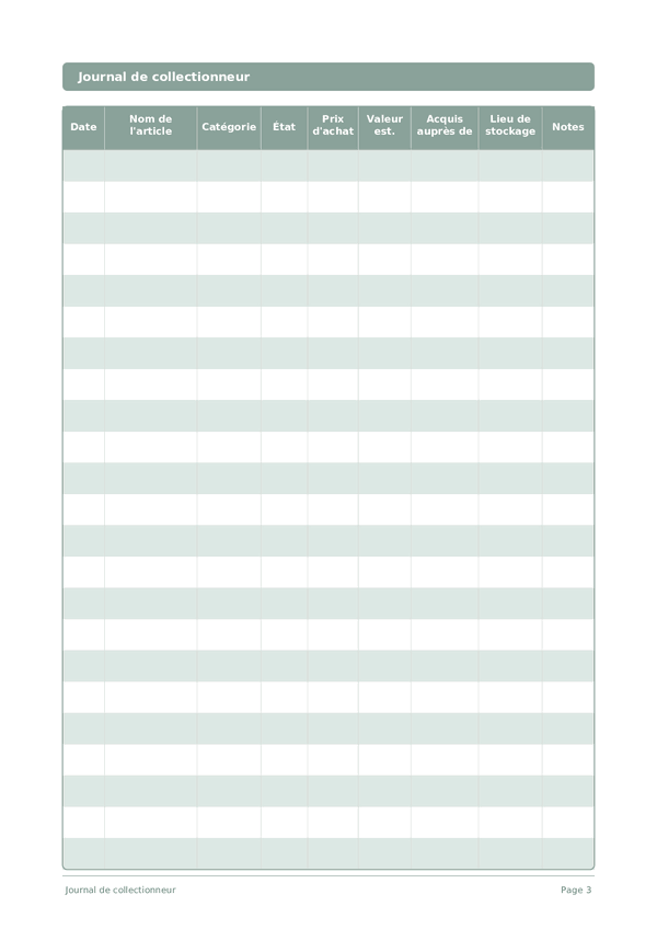 Journal de collectionneur