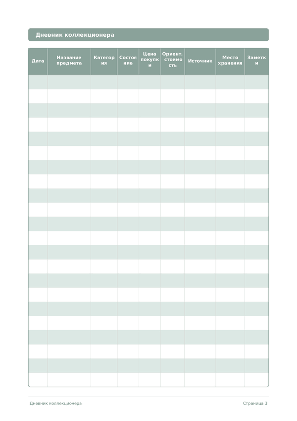 Дневник коллекционера