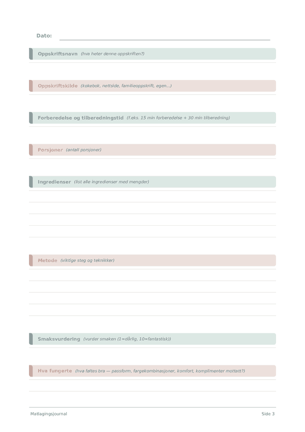 Matlagingsjournal