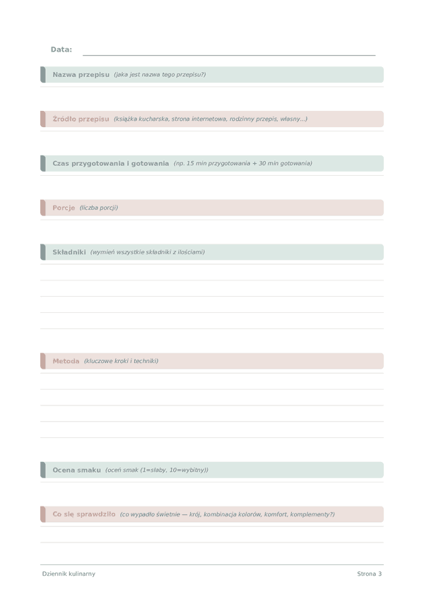 Dziennik kulinarny
