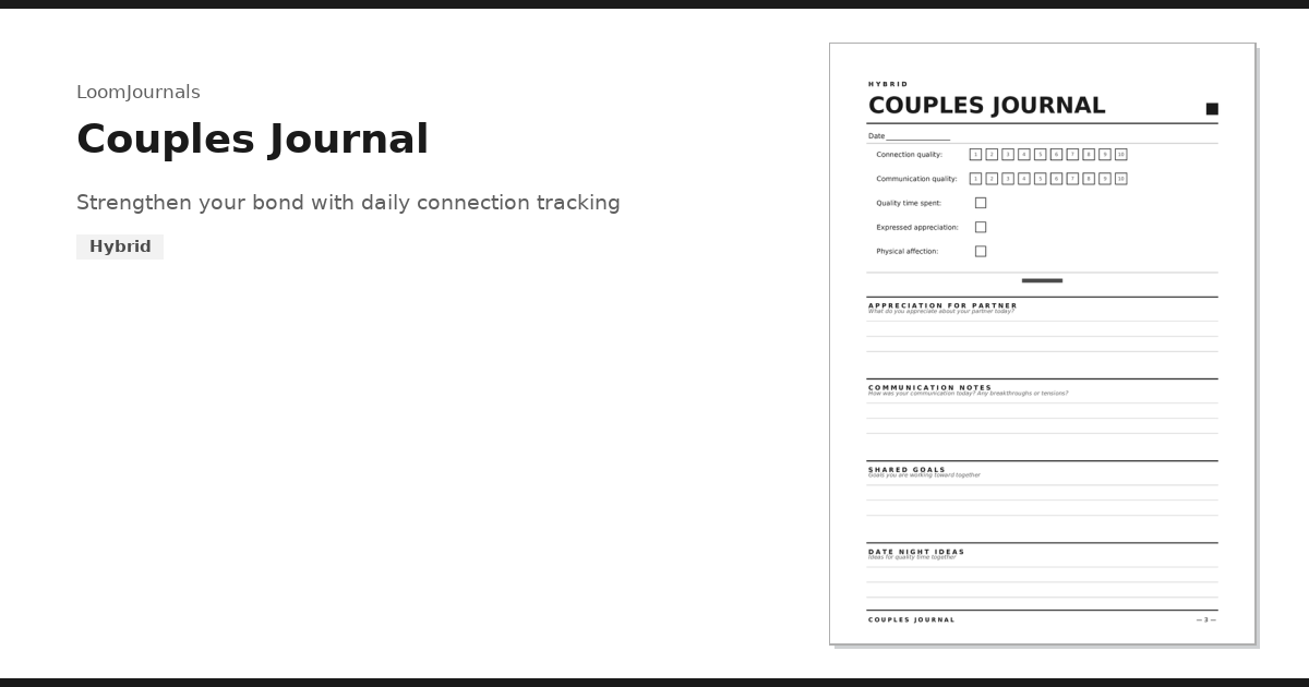 Free Printable “Couples Journal” Template in PDF Format — LoomJournals