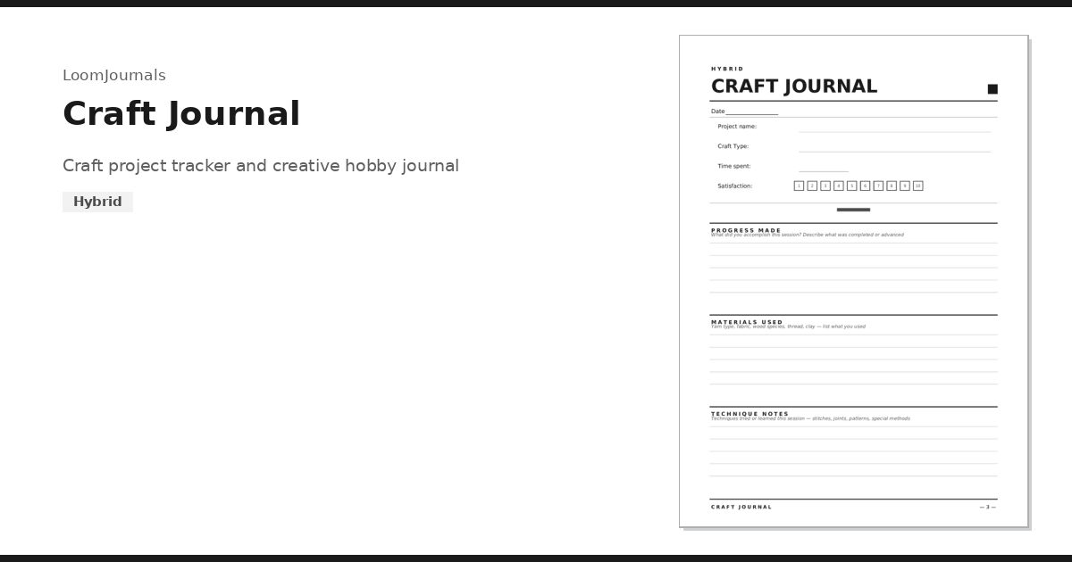 Free Printable “Craft Journal” Template in PDF Format — LoomJournals