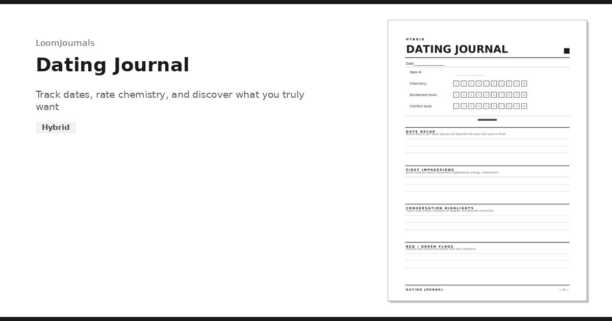 Free Printable “Dating Journal” Template in PDF Format — LoomJournals