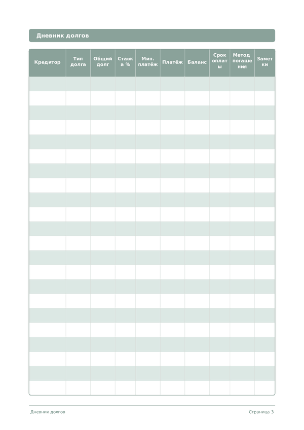 Дневник долгов