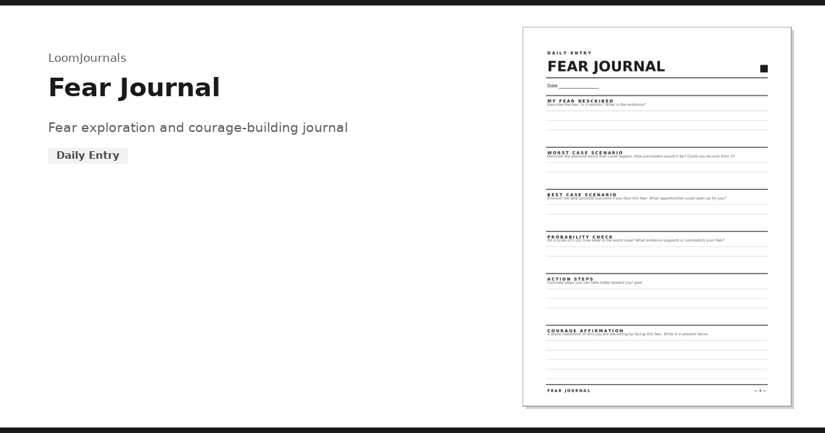 Free Printable “Fear Journal” Template in PDF Format — LoomJournals