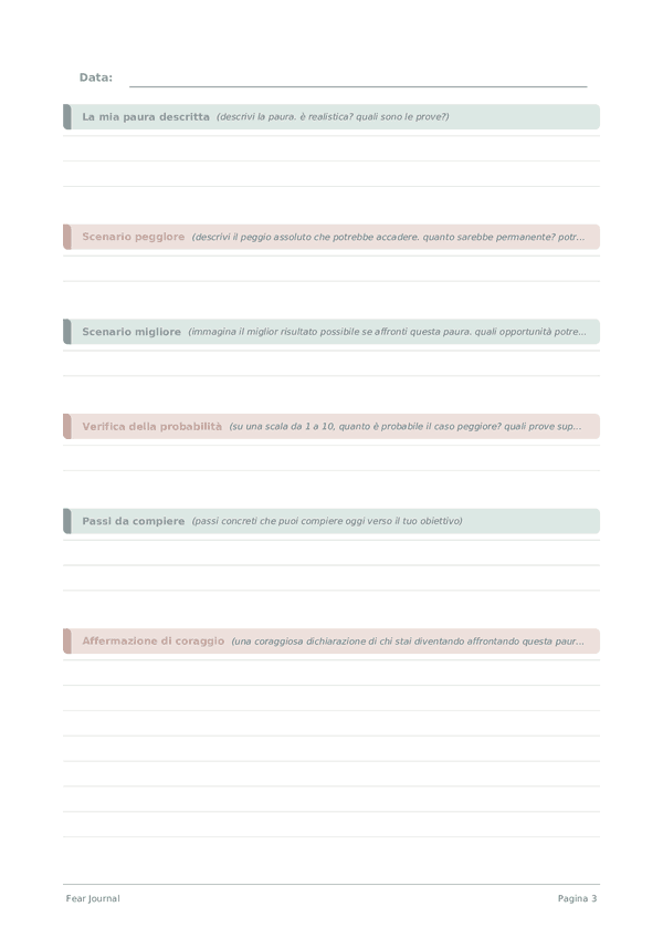 Fear Journal — anteprima pagina