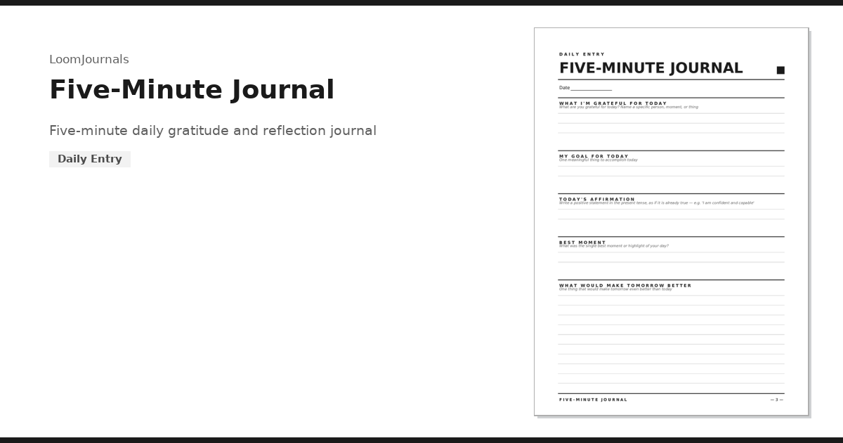 Free Printable “Five-Minute Journal” Template in PDF Format — LoomJournals