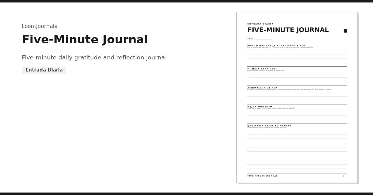 Journal 5 Plantilla gratuita e imprimible de «Five-Minute Journal» en formato PDF ...