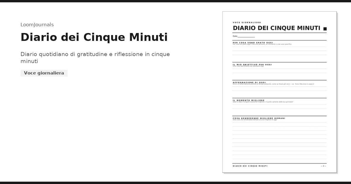 Modello di «Diario dei Cinque Minuti» gratis e stampabile in formato ...