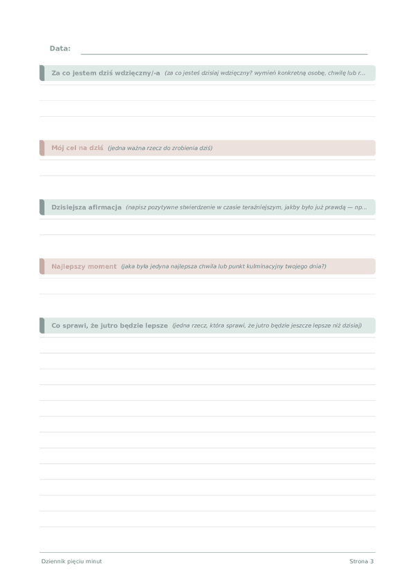 Dziennik pięciu minut — podgląd strony