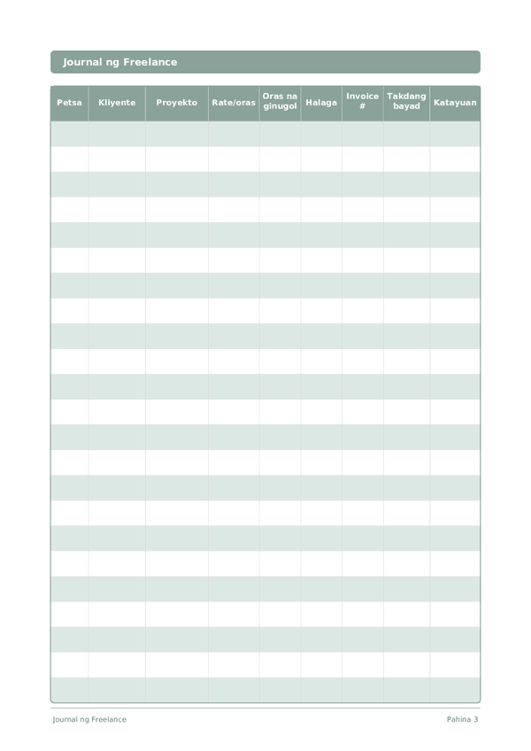 Journal ng Freelance — preview ng pahina