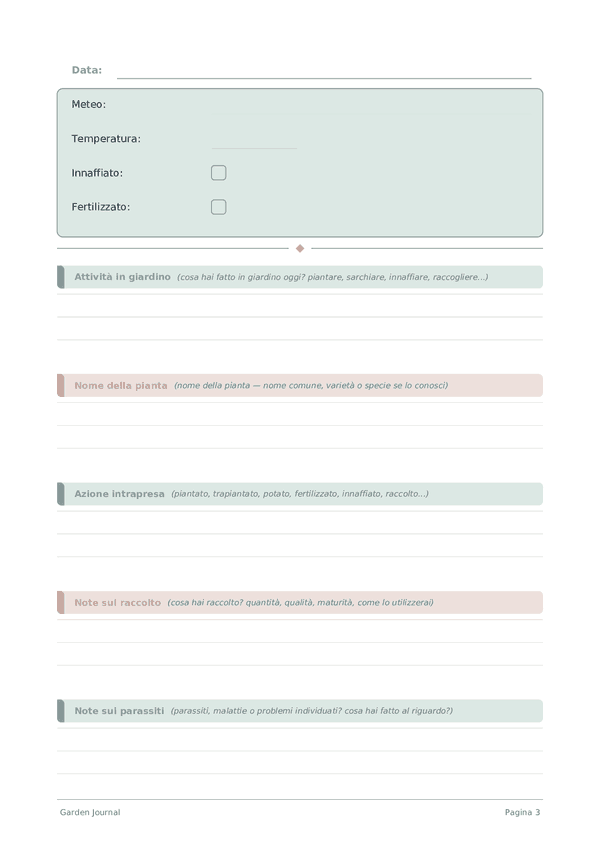 Garden Journal — anteprima pagina