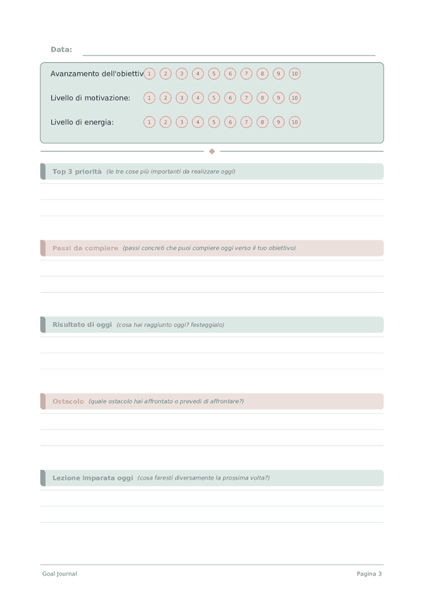 Goal Journal — anteprima pagina
