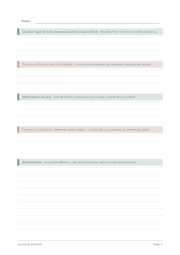 Journal de gratitude