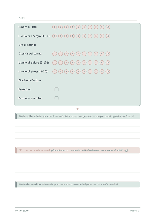 Health Journal — anteprima pagina