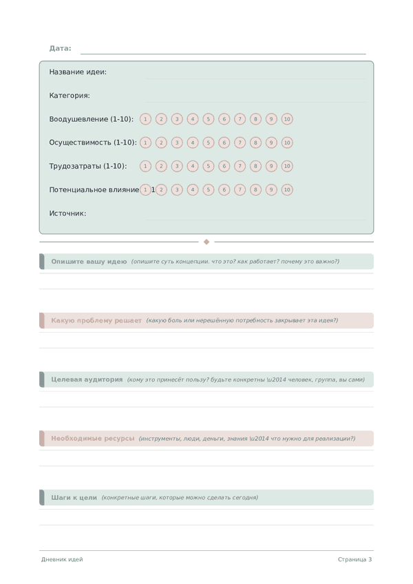 Дневник идей