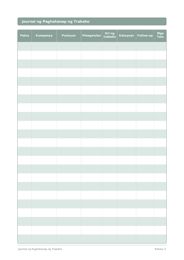 Journal ng Paghahanap ng Trabaho