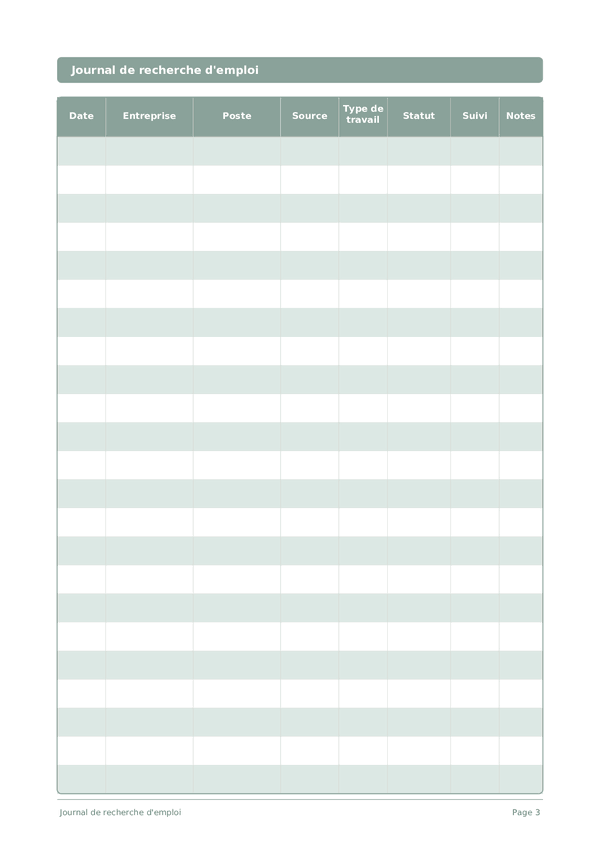 Journal de recherche d'emploi