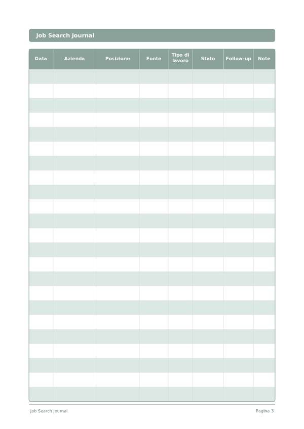 Job Search Journal — anteprima pagina