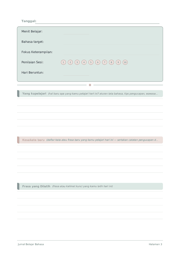 Jurnal Belajar Bahasa
