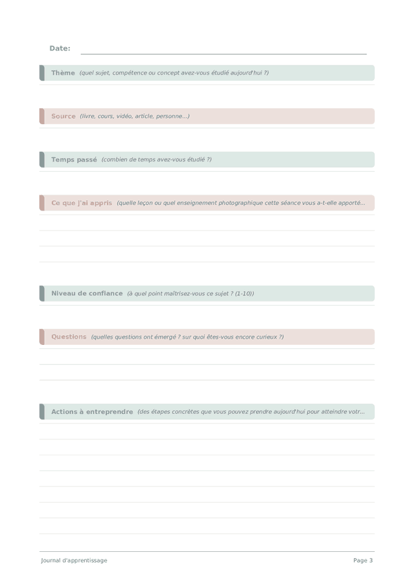 Journal d'apprentissage