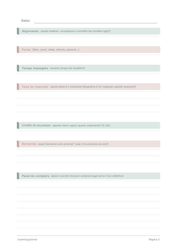 Learning Journal — anteprima pagina