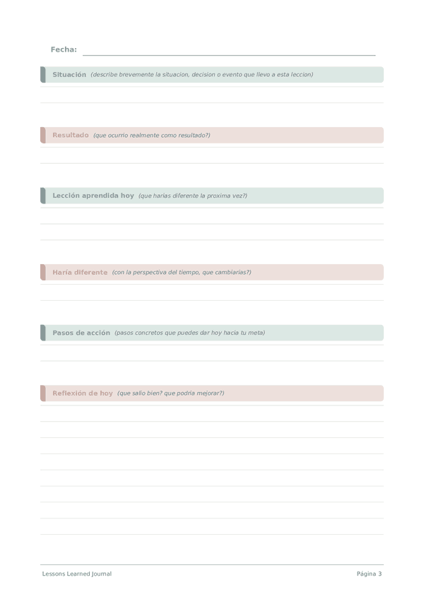 Lessons Learned Journal