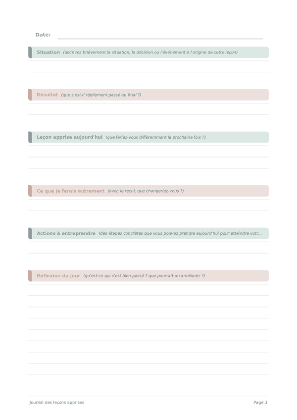 Journal des leçons apprises