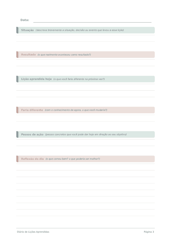 Diário de Lições Aprendidas